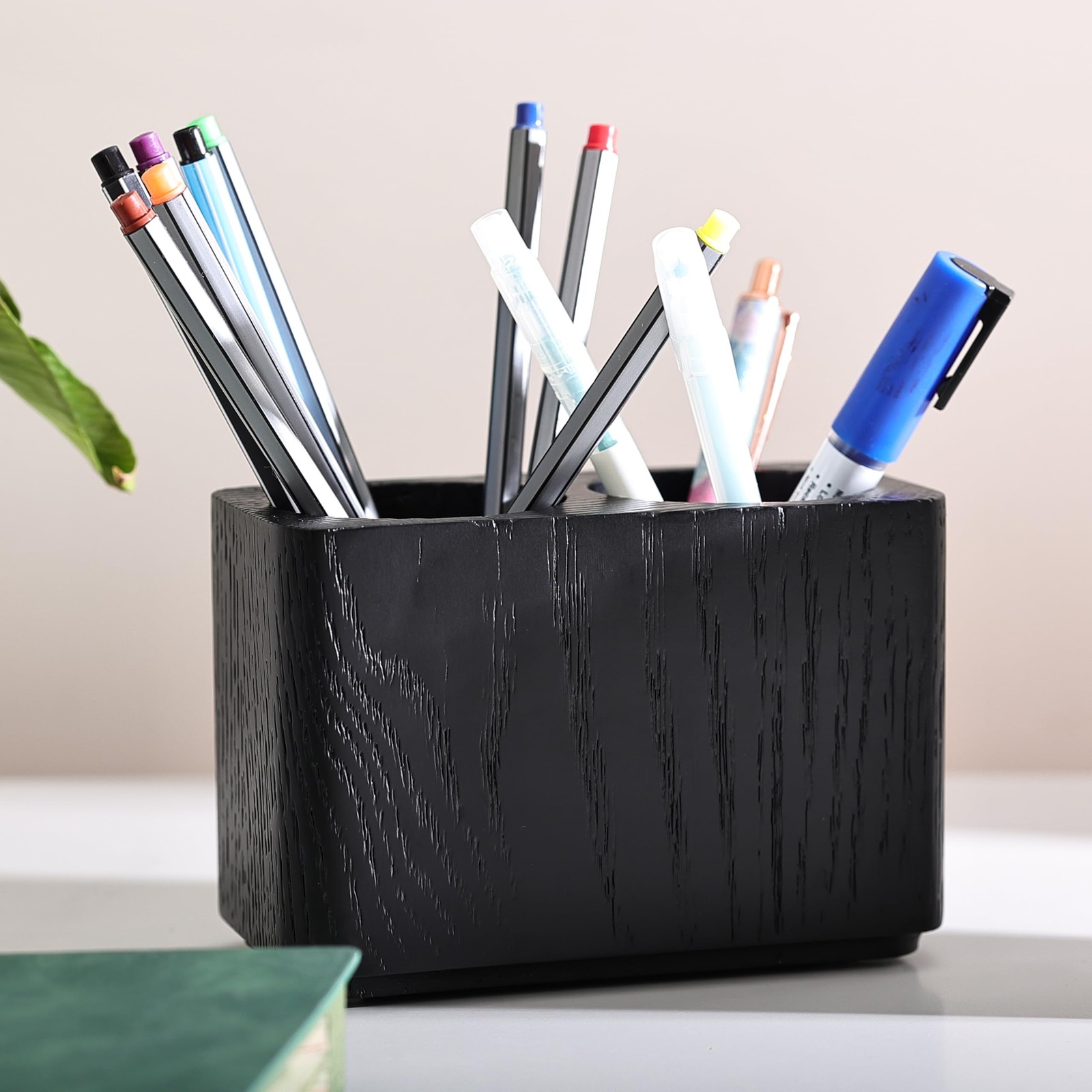 Oak Solid Wood Pen &Pencil Holder for Desk, Office Stationery Organizer, Tabl…
