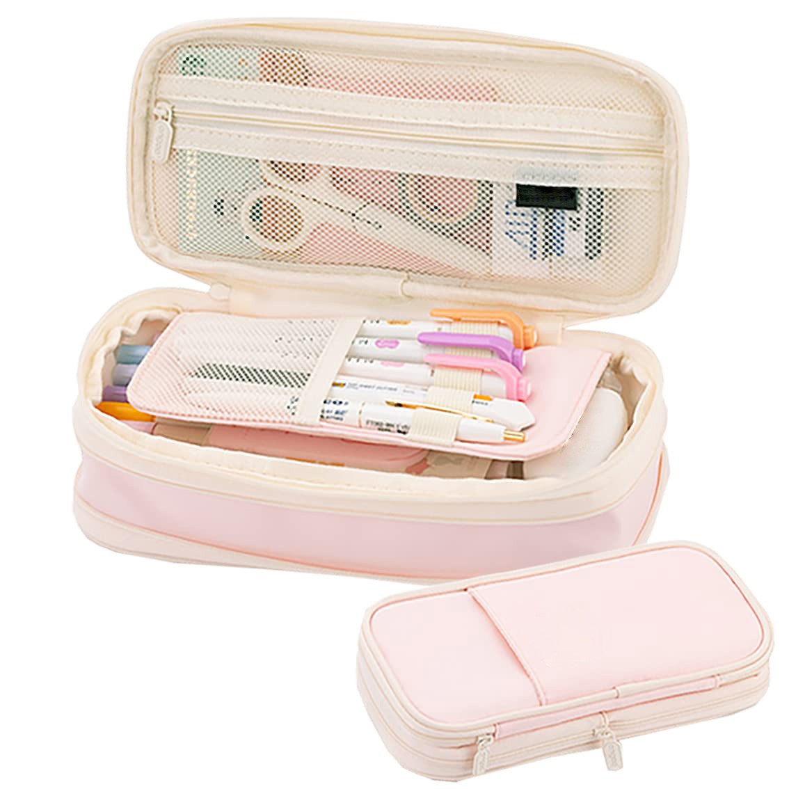 Heavy Duty Pen Pouch, 60+ Slot Holder, Ergonomic Design, Light Pink