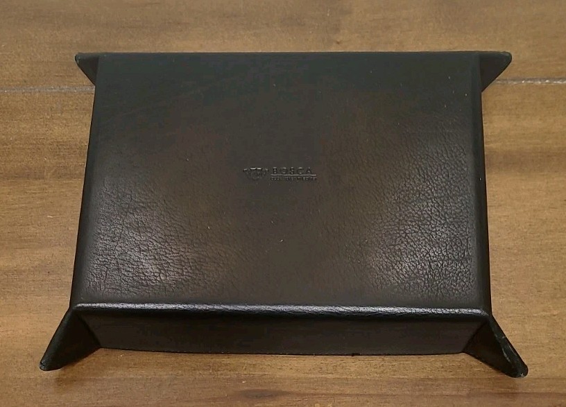 BOSCA Black Leather Vallet Desk Organizer