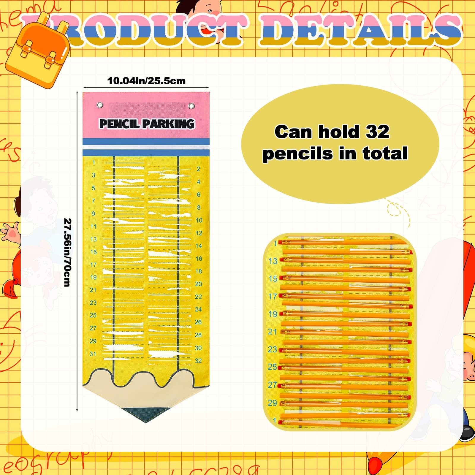 Pencil Dispenser Parking Pocket for Classroom Magnetic Pencils Hanging Chart …