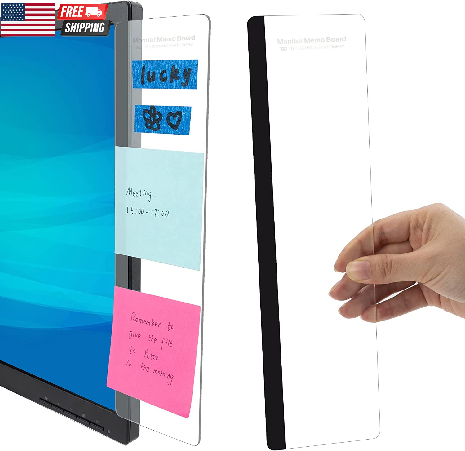 Office Desk Accessories 2Pcs Monitor Memo Board Computer Message Board Office Su