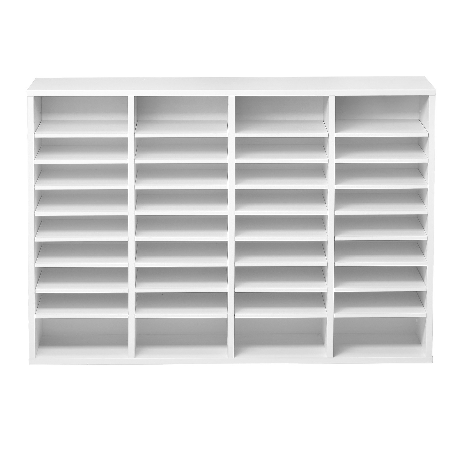 Wooden Literature Organizer 36 Compartments with Adjustable Shelves White