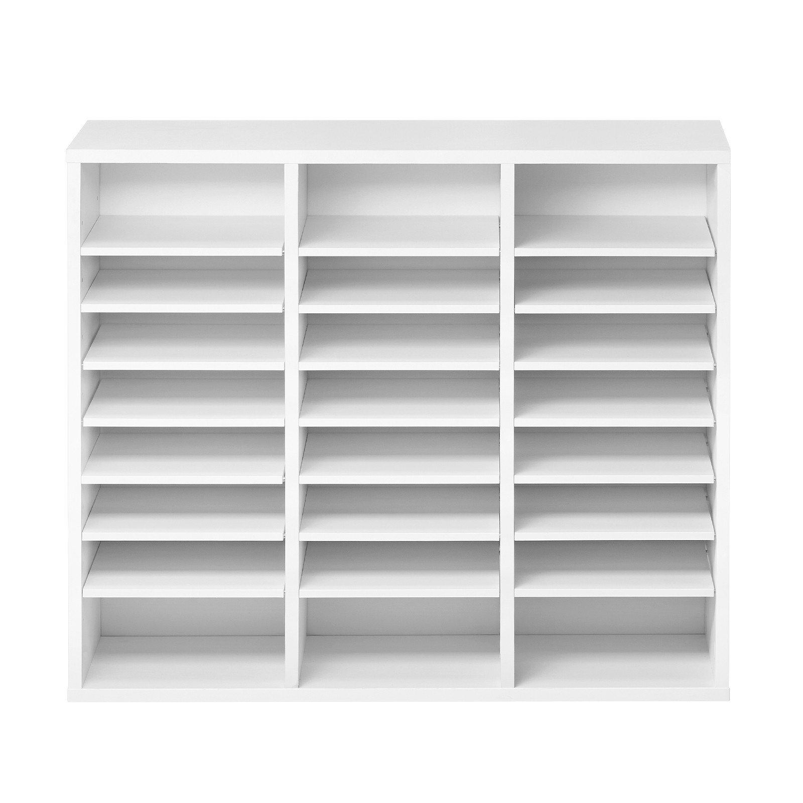 Wooden Literature Organizer 24 Compartments with Adjustable Shelves White