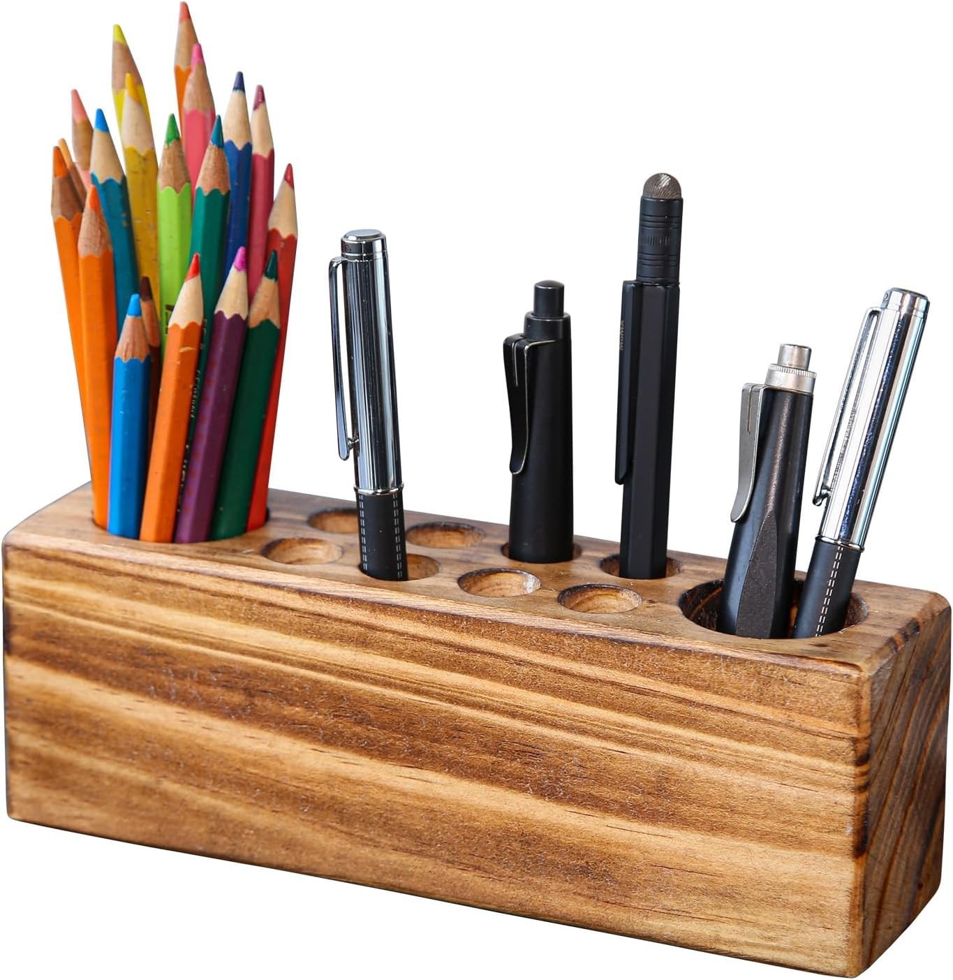 Solid Wood Pen Holder For Desk “ Fountain Pen Holder “ Stylish Wooden Pencil Hol