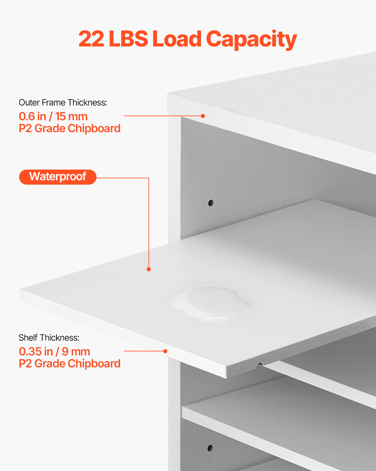 Wooden Literature Organizer 36 Compartments with Adjustable Shelves White