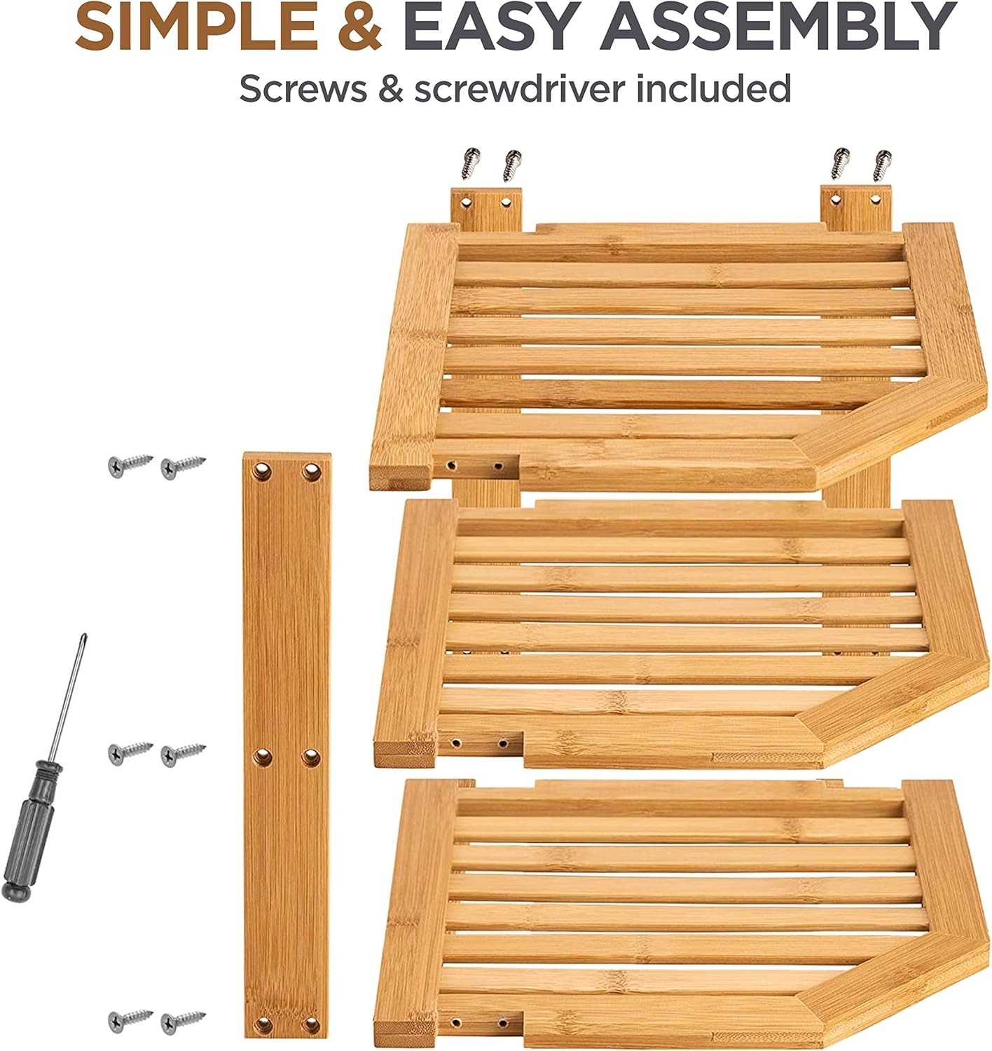 Bamboo Corner Shelf Cabinet Organizer