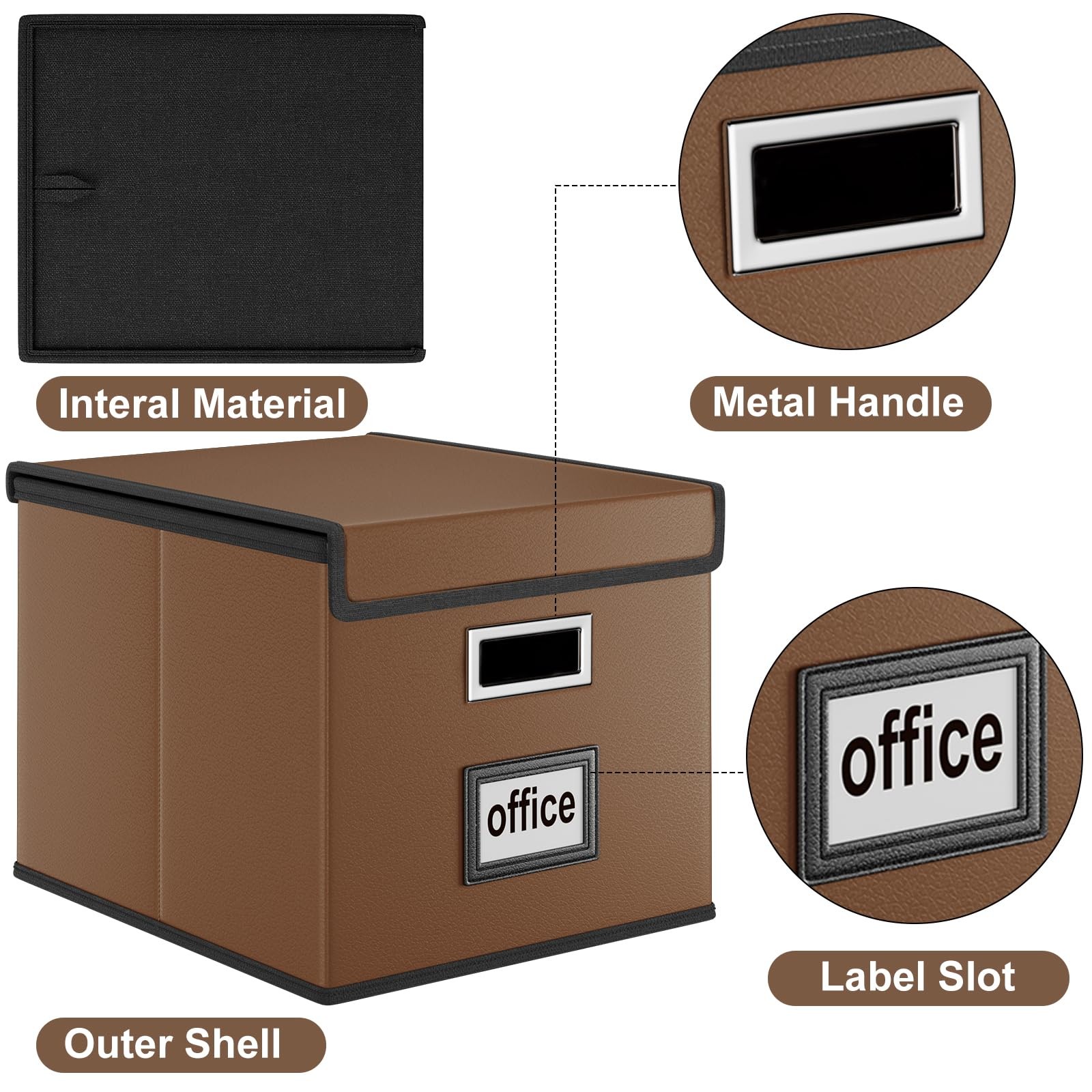 Huolewa File Organizer Boxes with 2 pack – without folders, (Leather) Brown