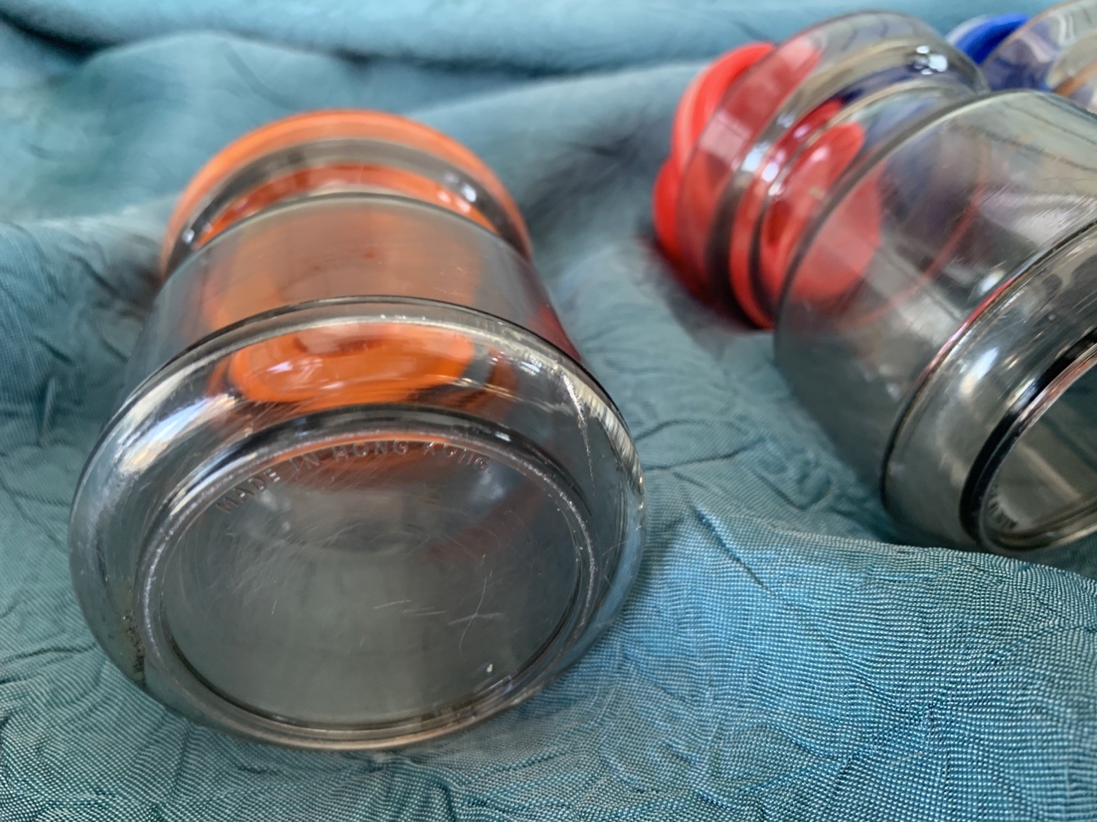 Vintage 90s Plastic Desk Organizer Storage Jars Set Colorful Paperclips Office