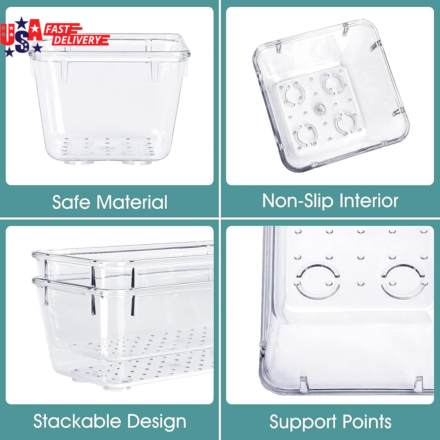 25 PCS Clear Plastic Drawer Organizer Set, 4 Sizes Desk Drawer Divider Organizer