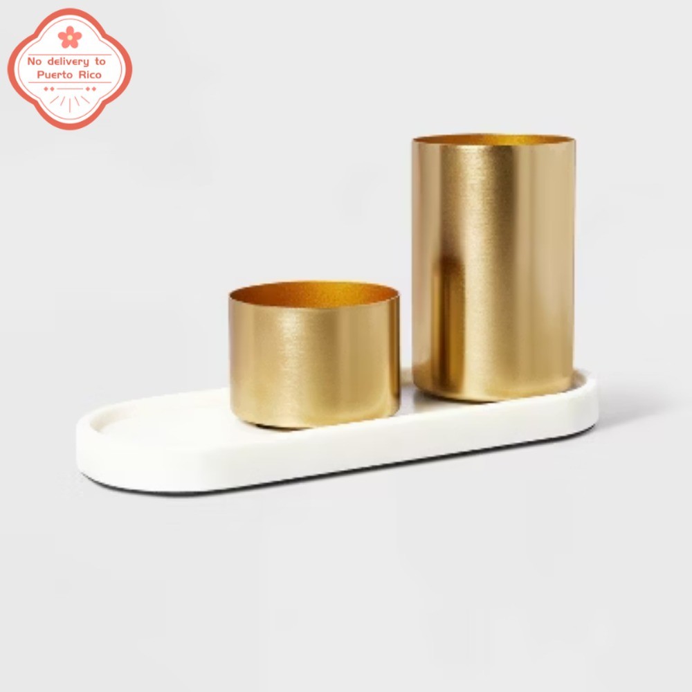 Fast delivery-Marble Tray&Metal Cup Desk Set–Modular Organizer,Pen/Pencil Holder