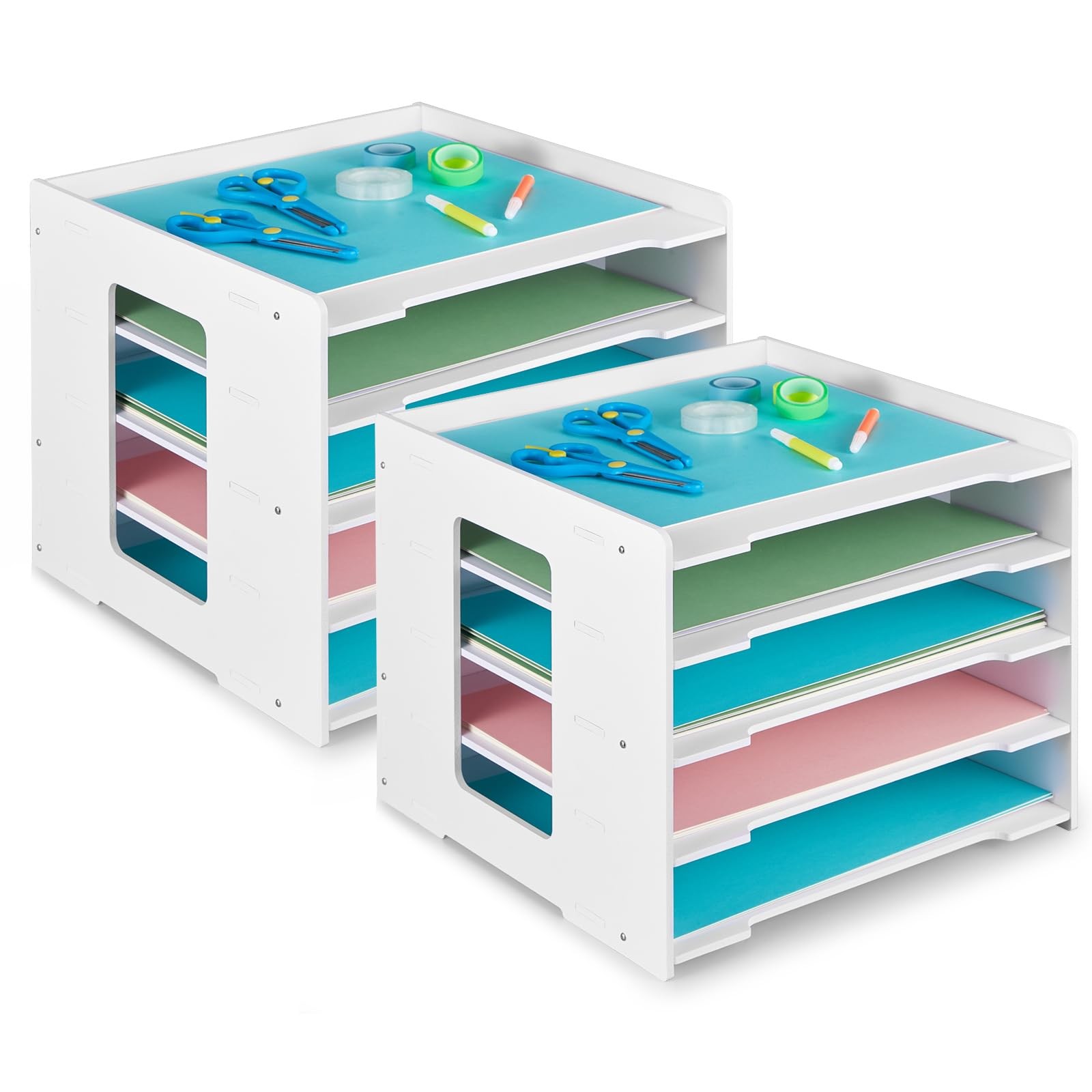 2 Pack 5 Tier Scrapbook Paper Organizer 12.6 x 12.6 Inches File Organizer for…