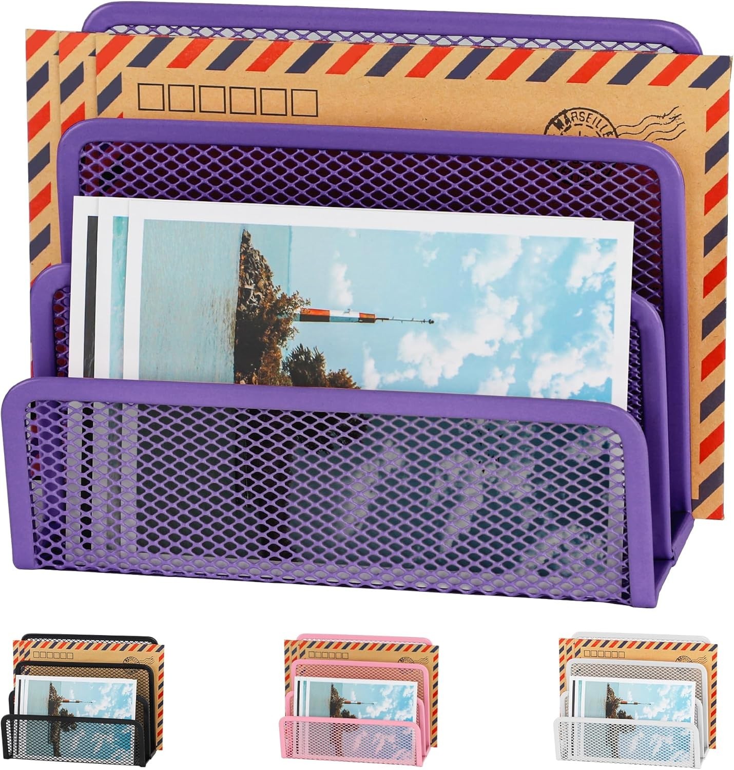 Desk Mail Organizer Office Small Desktop Metal Mesh Envelope Letter Sorter Paper