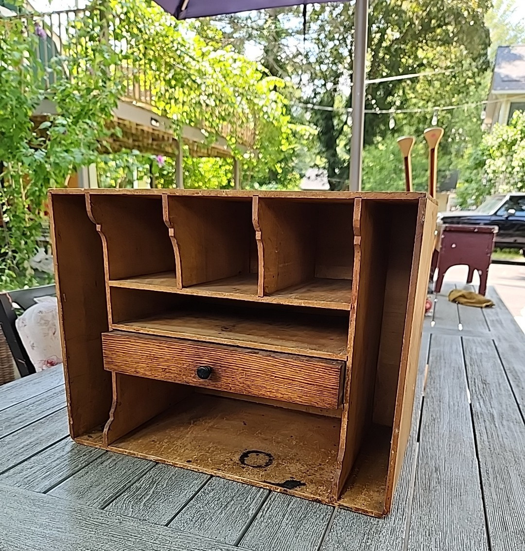 Vintage Wood Handmade Desk Cubby Organizer for Office Dividers Drawer Slots