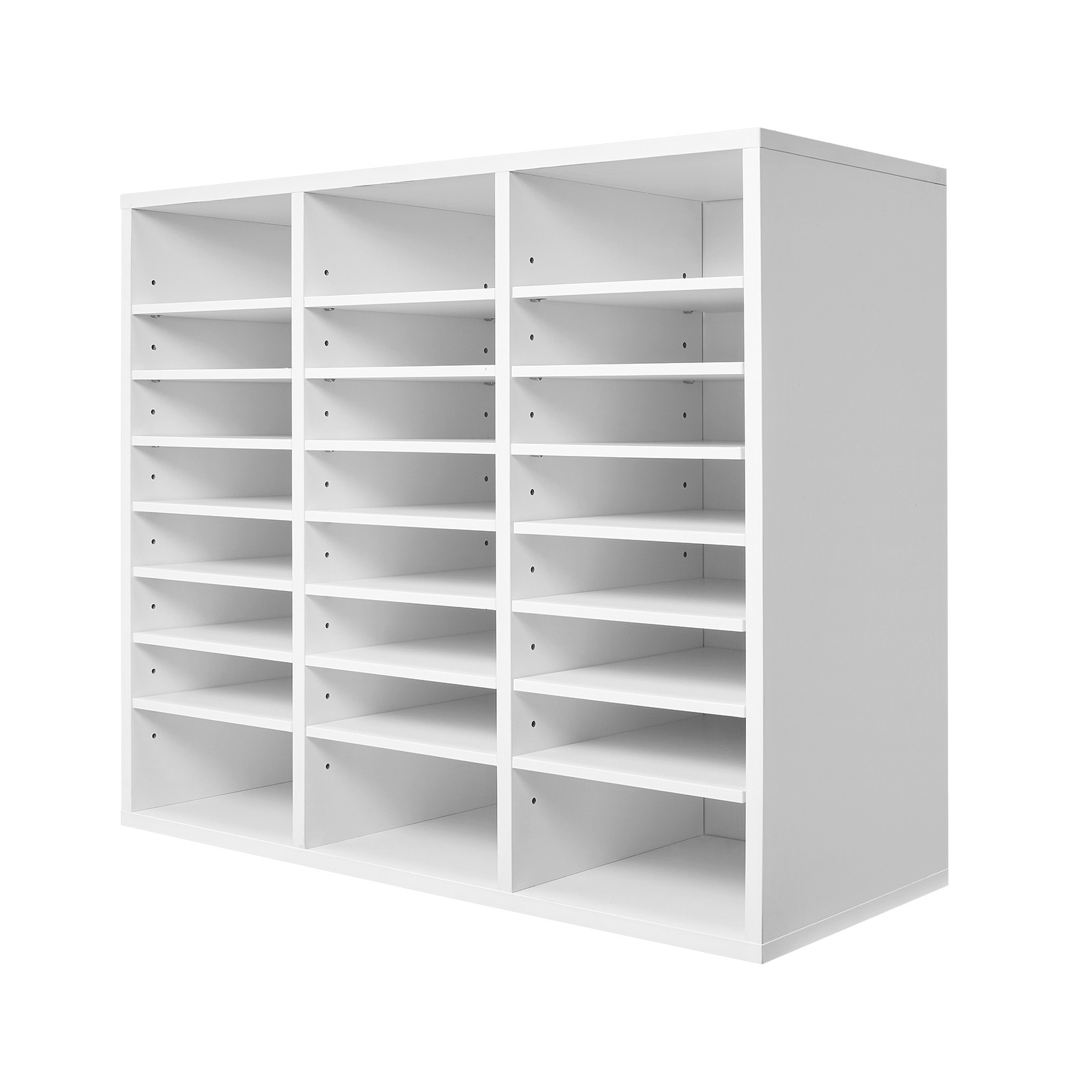 Wooden Literature Organizer 24 Compartments with Adjustable Shelves White