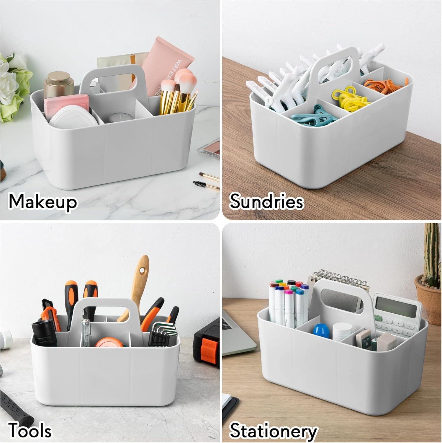 Tiawudi Multipurpose Caddy Organizer, Plastic with Rectangle, Gray