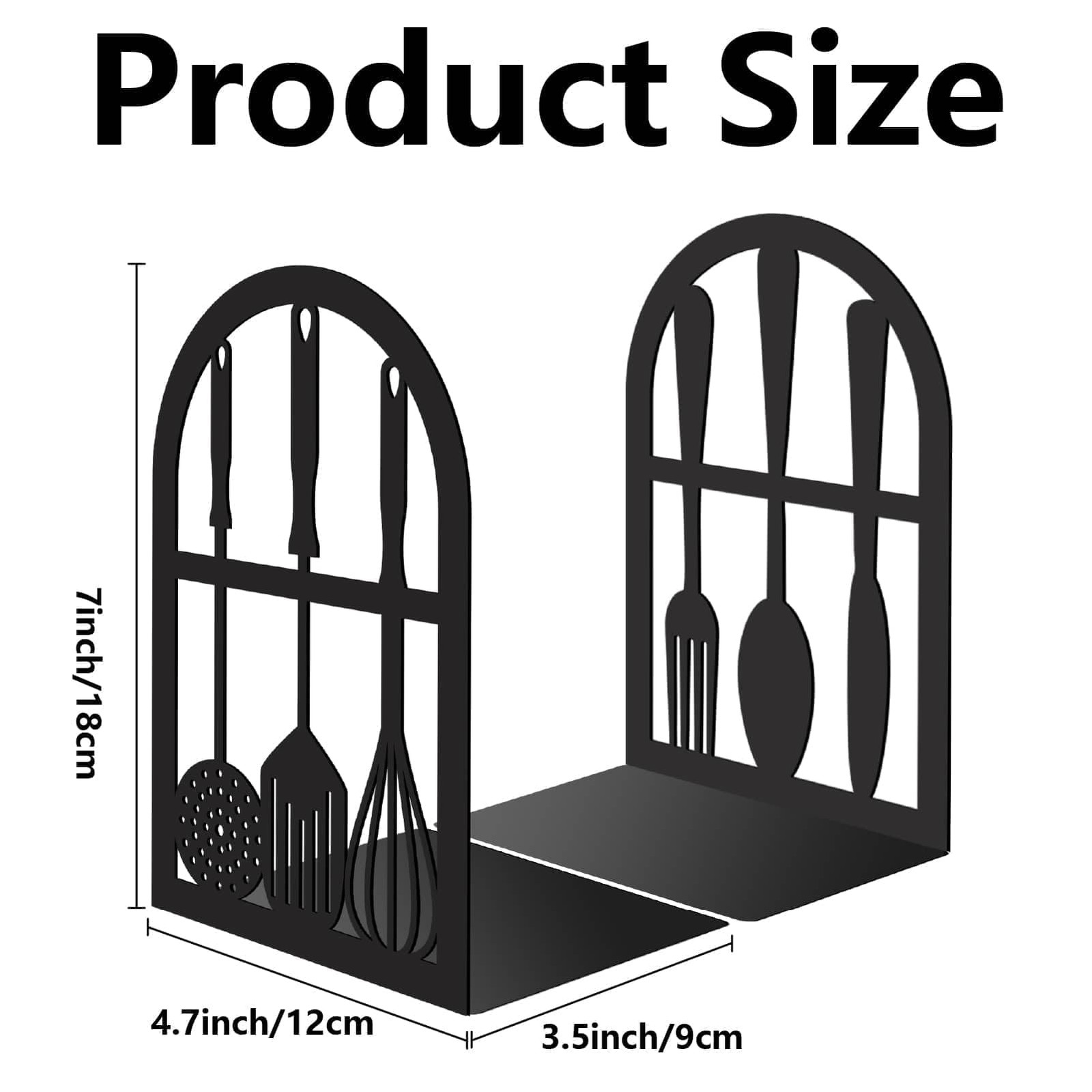 CRASPIRE 1 Pair Black Metal Bookends 4.7×3.5x7in(12x9x18cm), Tableware
