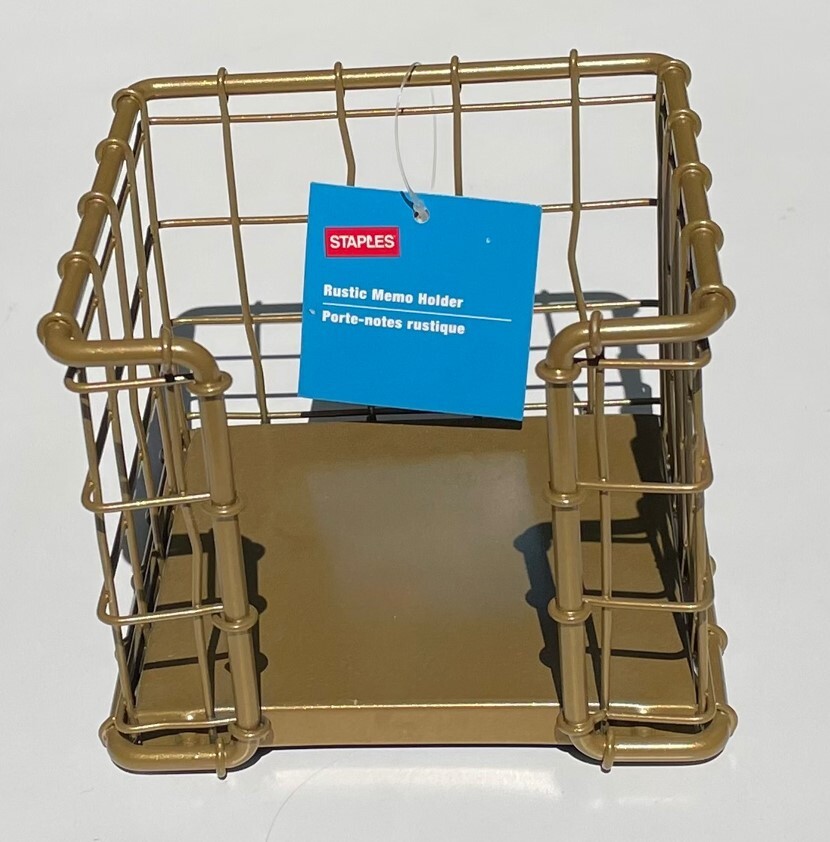 Staples Rustic Heavy Duty Metal Wire Memo Holder Vintage Gold Color