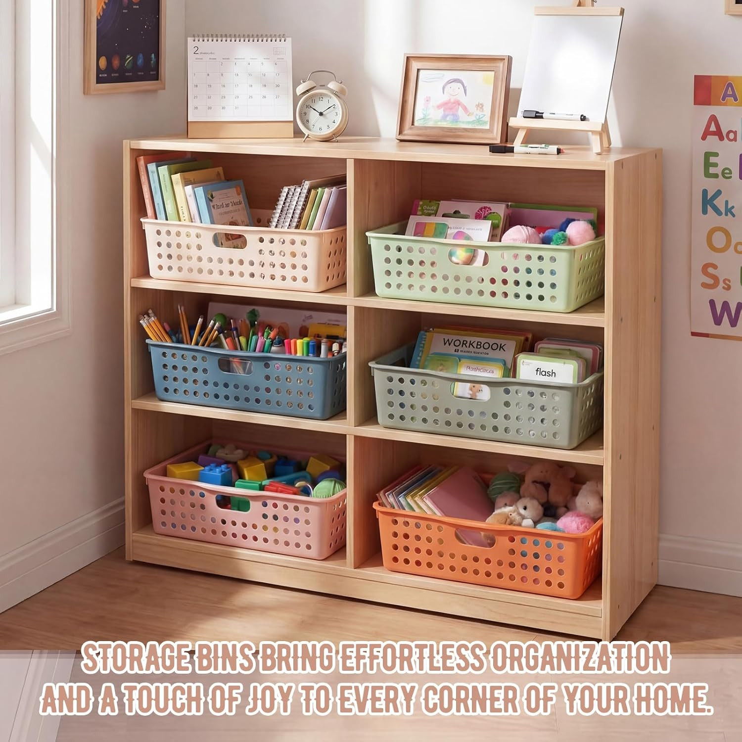 6 Pack Classroom Storage Baskets with Handle 14”X10” Paper Tray Holds A4 Turn
