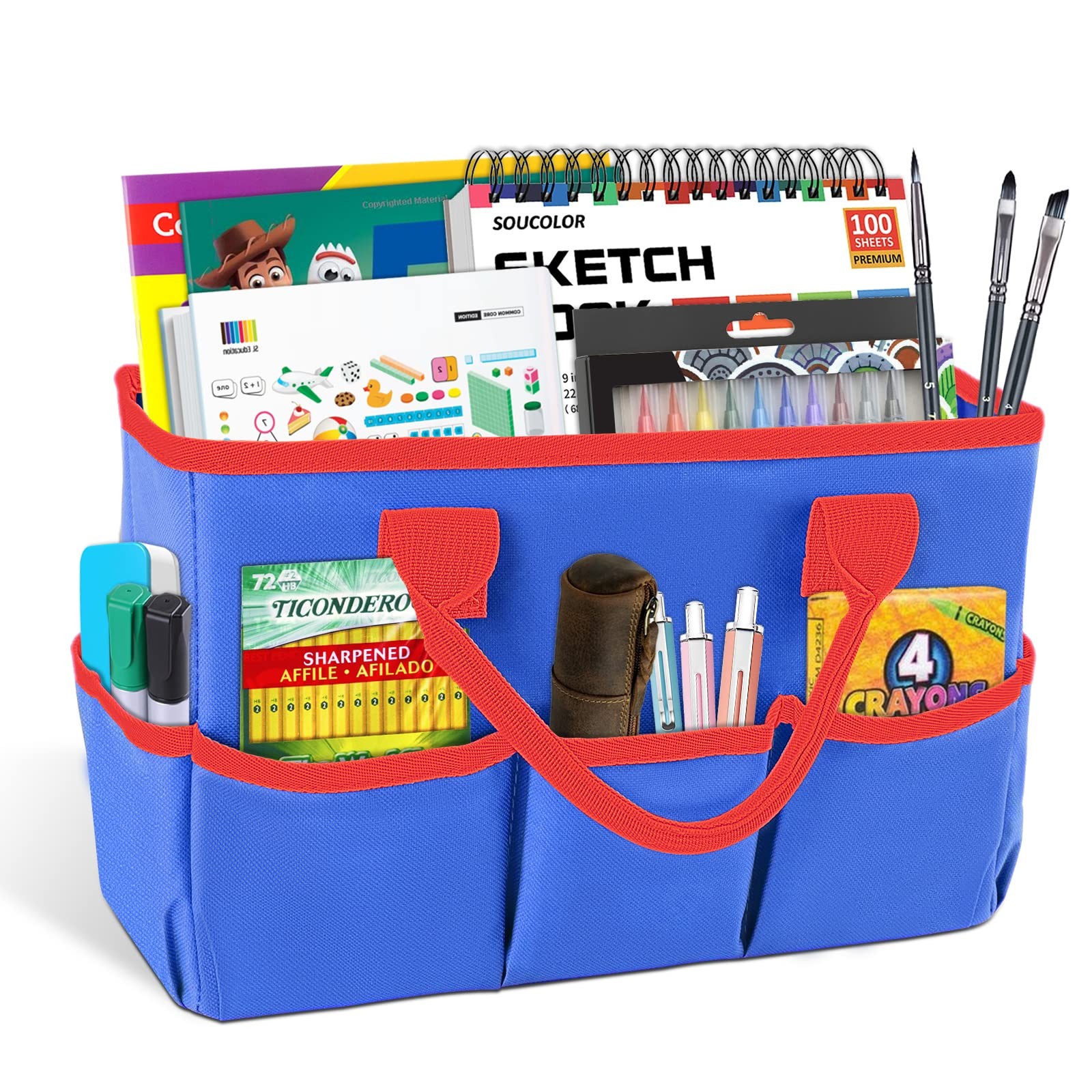Desktop Tote and Organizer, Teacher Helper Bag for Arts, Books, Stationery, O…