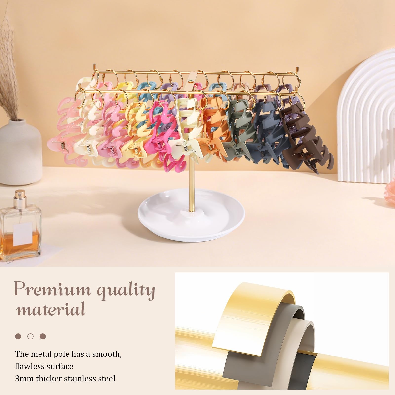 AOFLLU Metal Headband Holder Organizer, 2-Tier Storage with Gold