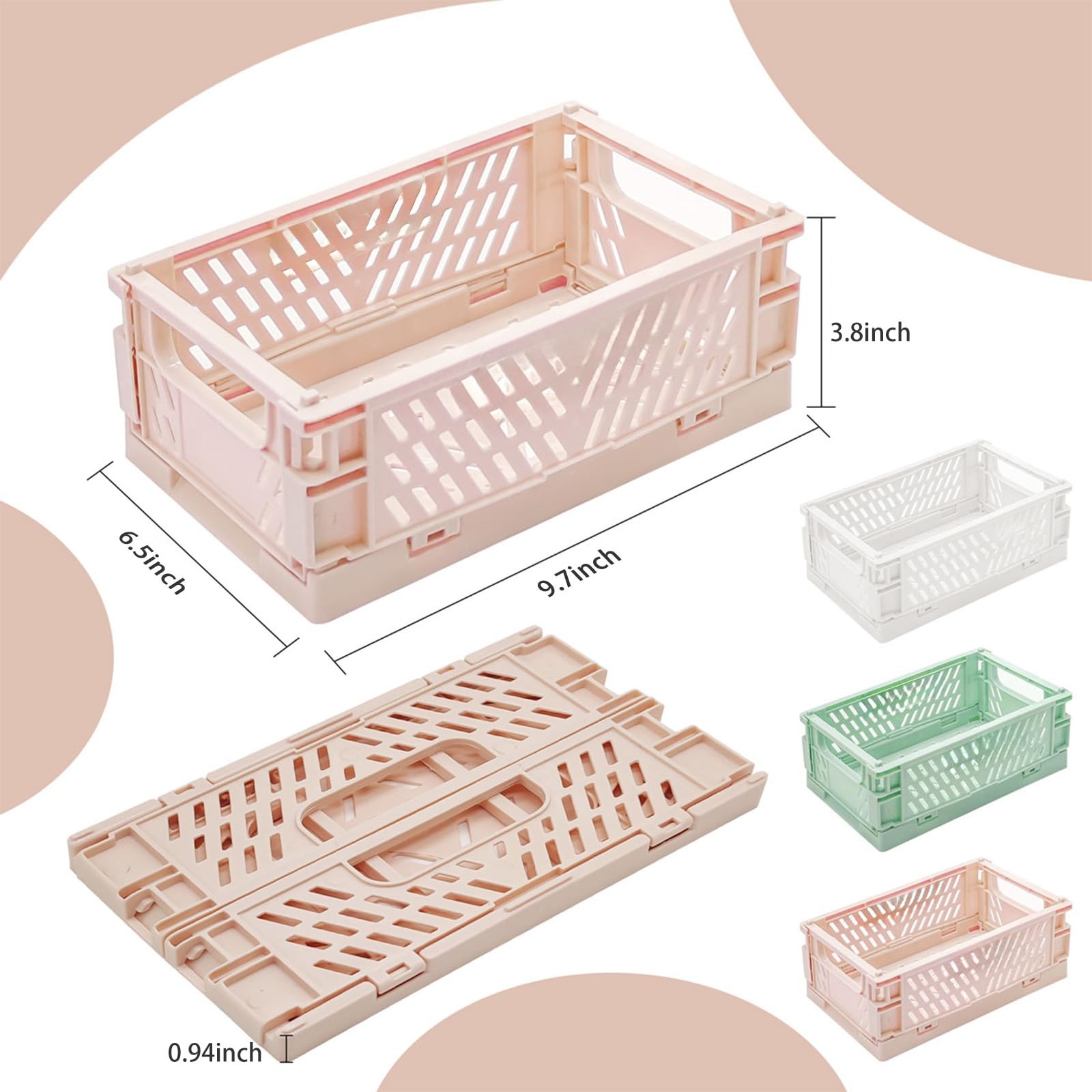 3 Pack Large Plastic Storage Basket for Shelf Organizing, 3
