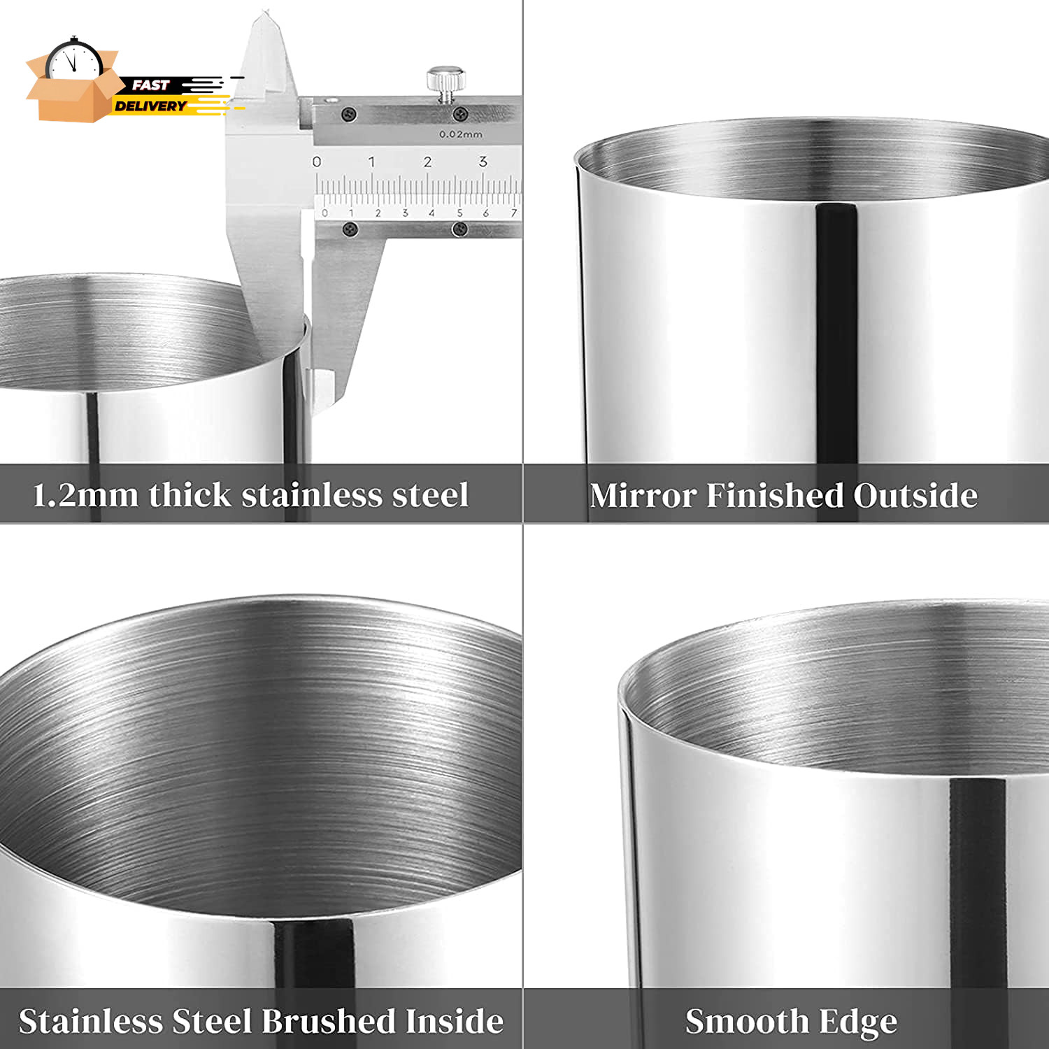 Silver Pen Holder for Desk, SUS304 Stainless Steel Heavy Duty Pen Holder Stand,