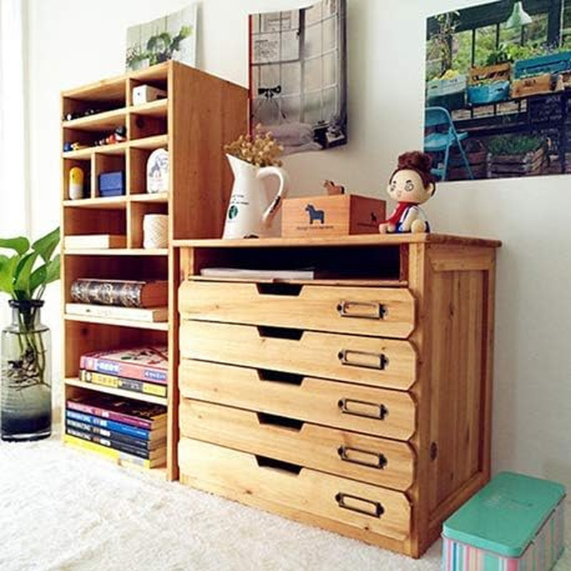 Wooden Desk Organizer with 5 Drawers & Paper Tray – Stylish File Storage