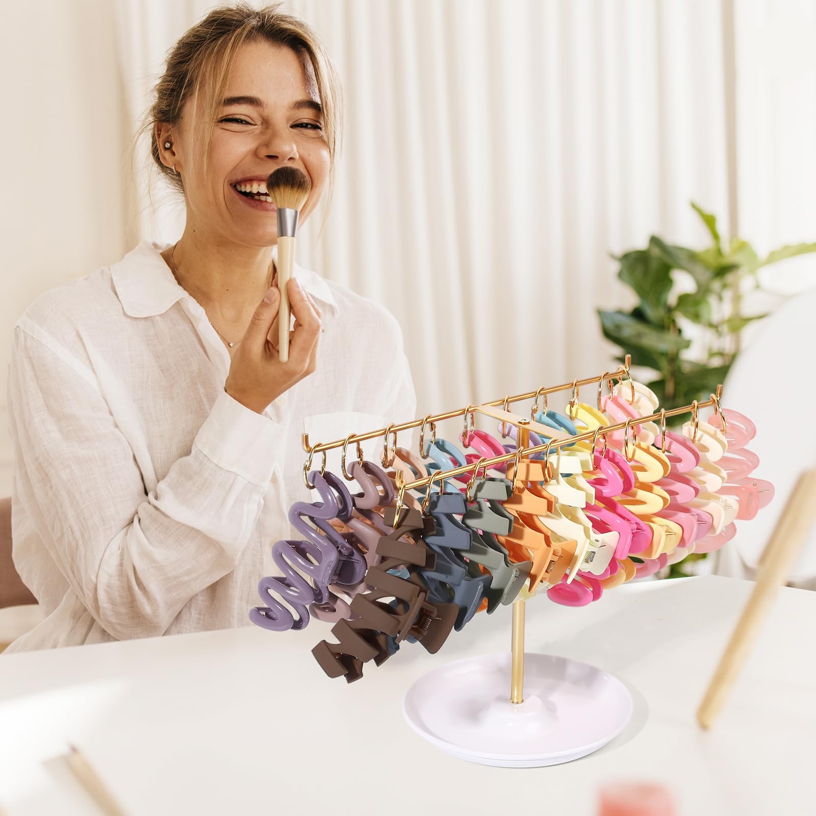 AOFLLU Metal Headband Holder Organizer, 2-Tier Storage with Gold