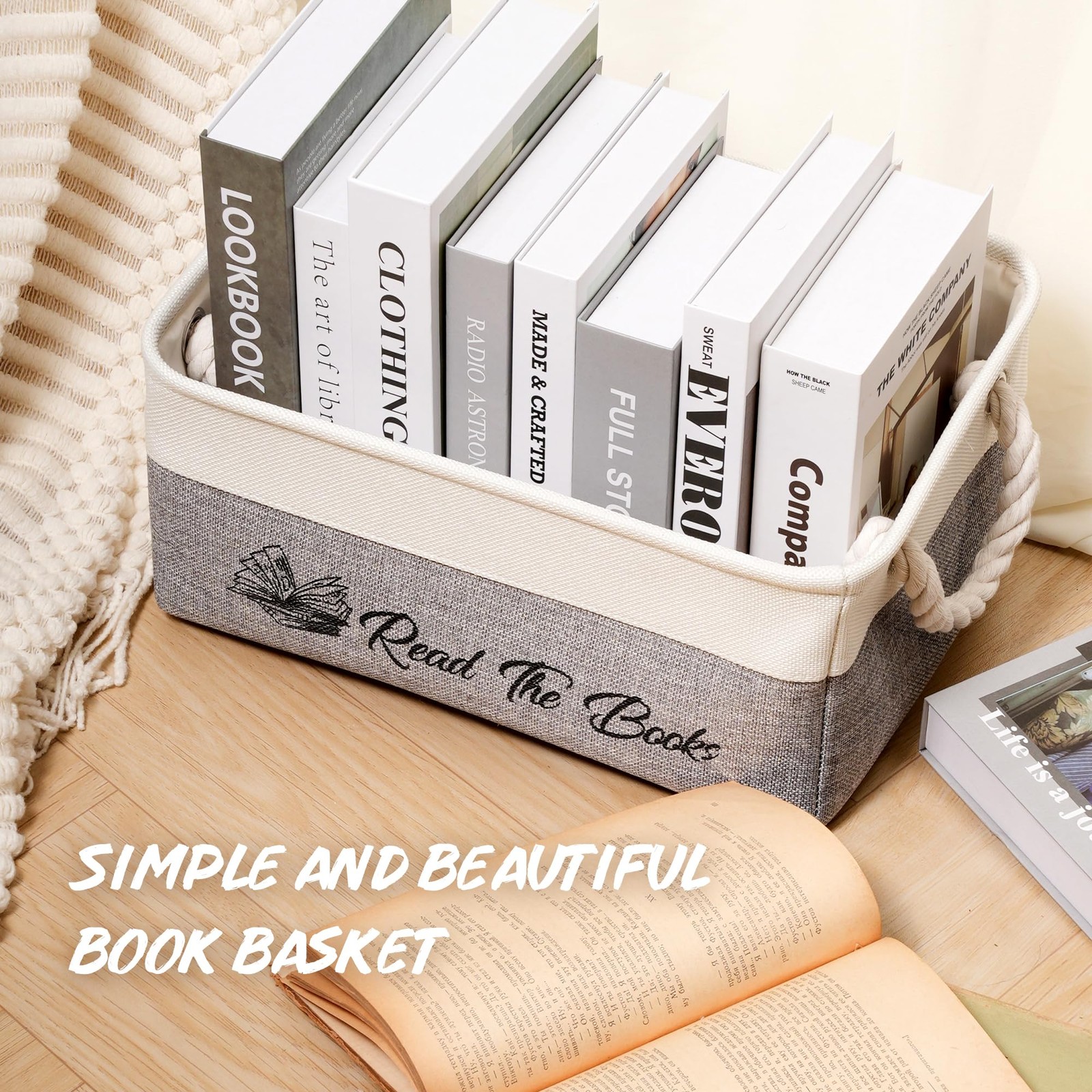Read The Books List Storage Organizer Bin Collapsible Basket With Handles