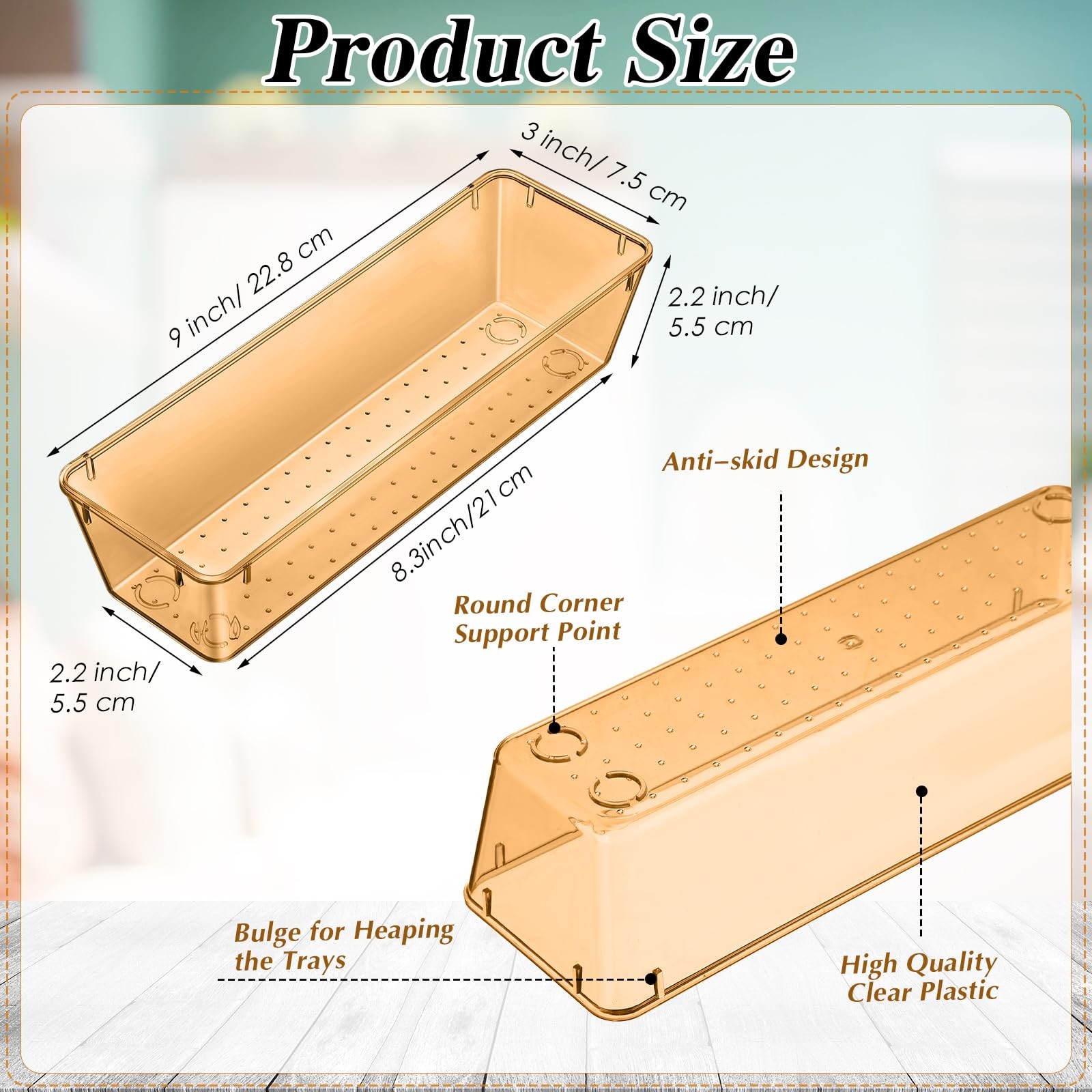 12 Pcs Clear Drawer Organizer 9 x 3 x 2 Inches Plastic Rectangle Trays Makeup…