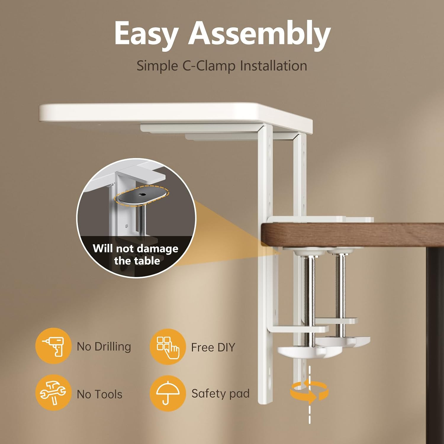 3 in 1 Clamp-On 15.7″×7.5″ Desk Extender, Heavy-Duty Side/Top Desk Organizer She