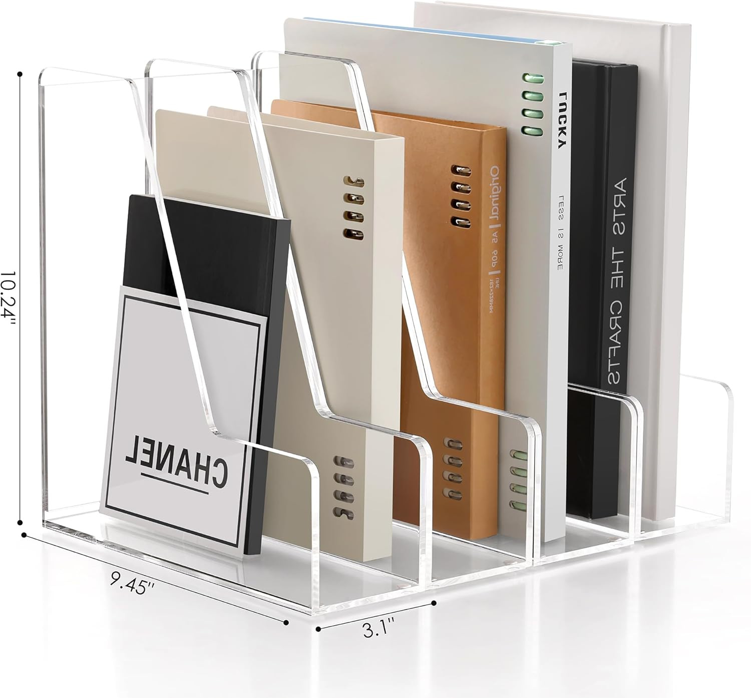 4 Pack Vertical File Holder, Acrylic Desk Organizer Magazine File Sorter for Mag