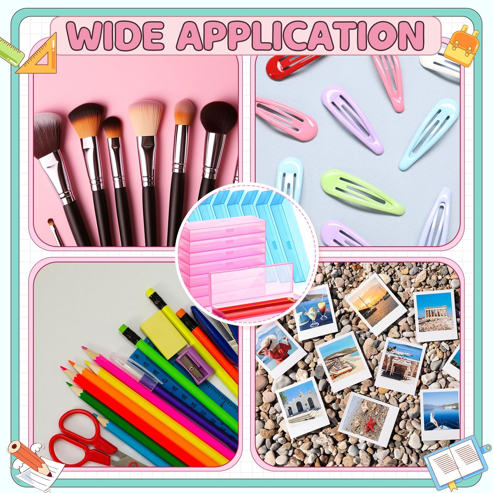 30 Pack Pencil Plastic Pencil Case Bulk 7.2 x 2.4 x 0.9 Inches Pink Blue Pen …