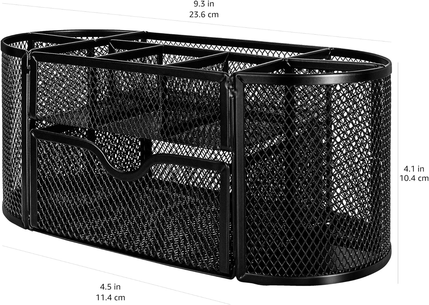 Mesh Desk Organizer with Drawer Pen Holder Office Supply Storage Caddy Black