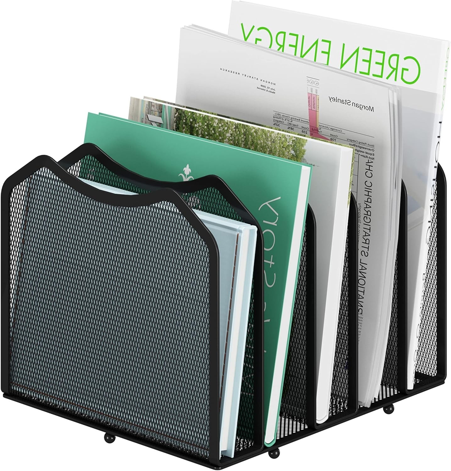 Multifunctional Mesh File Sorter – 5 Sections for Ultimate Desk Organization