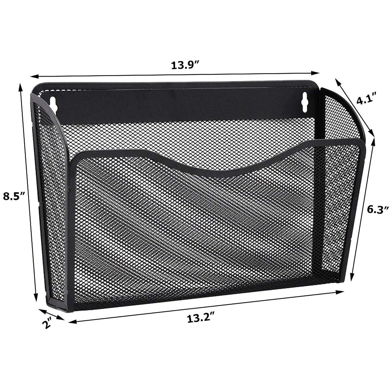 3 Pack Wall File Organizer Black Mesh Hanging File Storage For Home Office