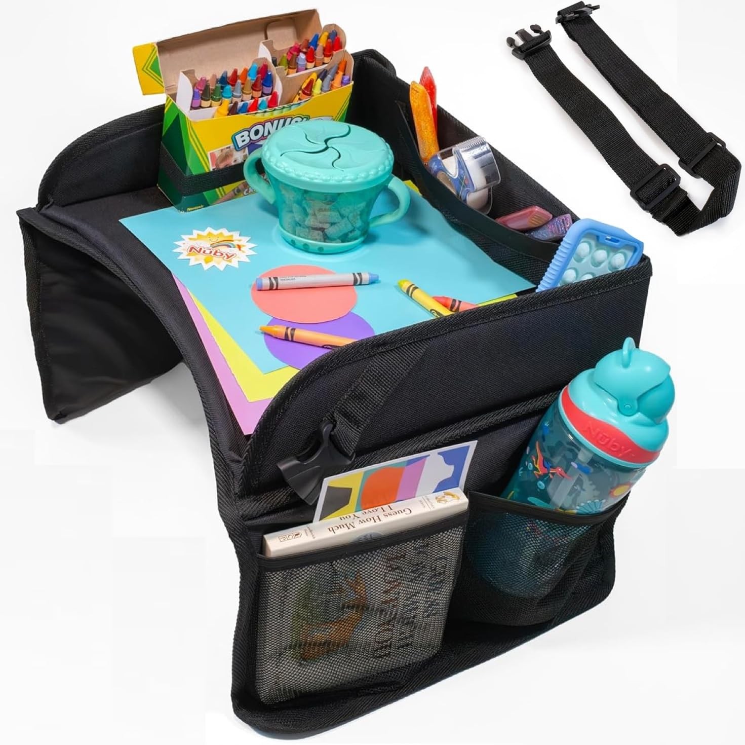 Nuby Kids Foldable Lightweight Travel Activity Lap Desk Tray Pocketsstay On Car