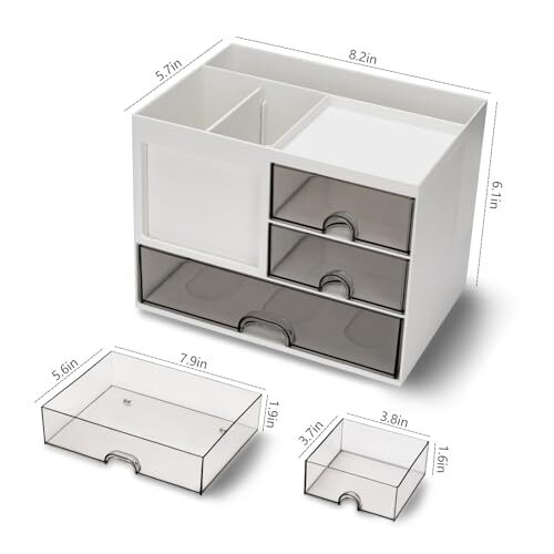 Desk Organizer with 3 Drawer, Multi-Functional Pencil Pen Holder B Style-White