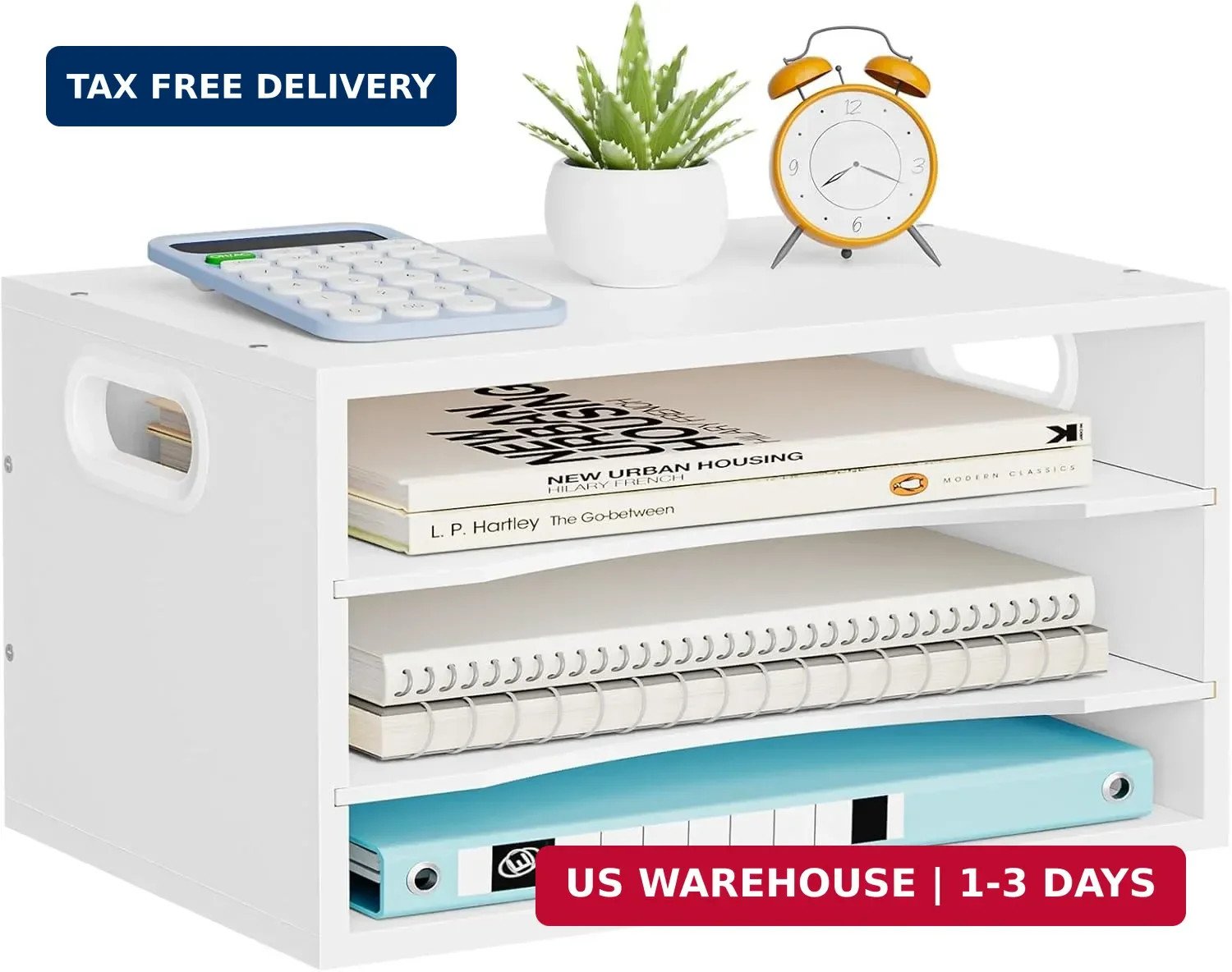 Marbrasse 3-Tier Wood Desk Organizer, Paper Letter Tray Organizer for Desk, Wood