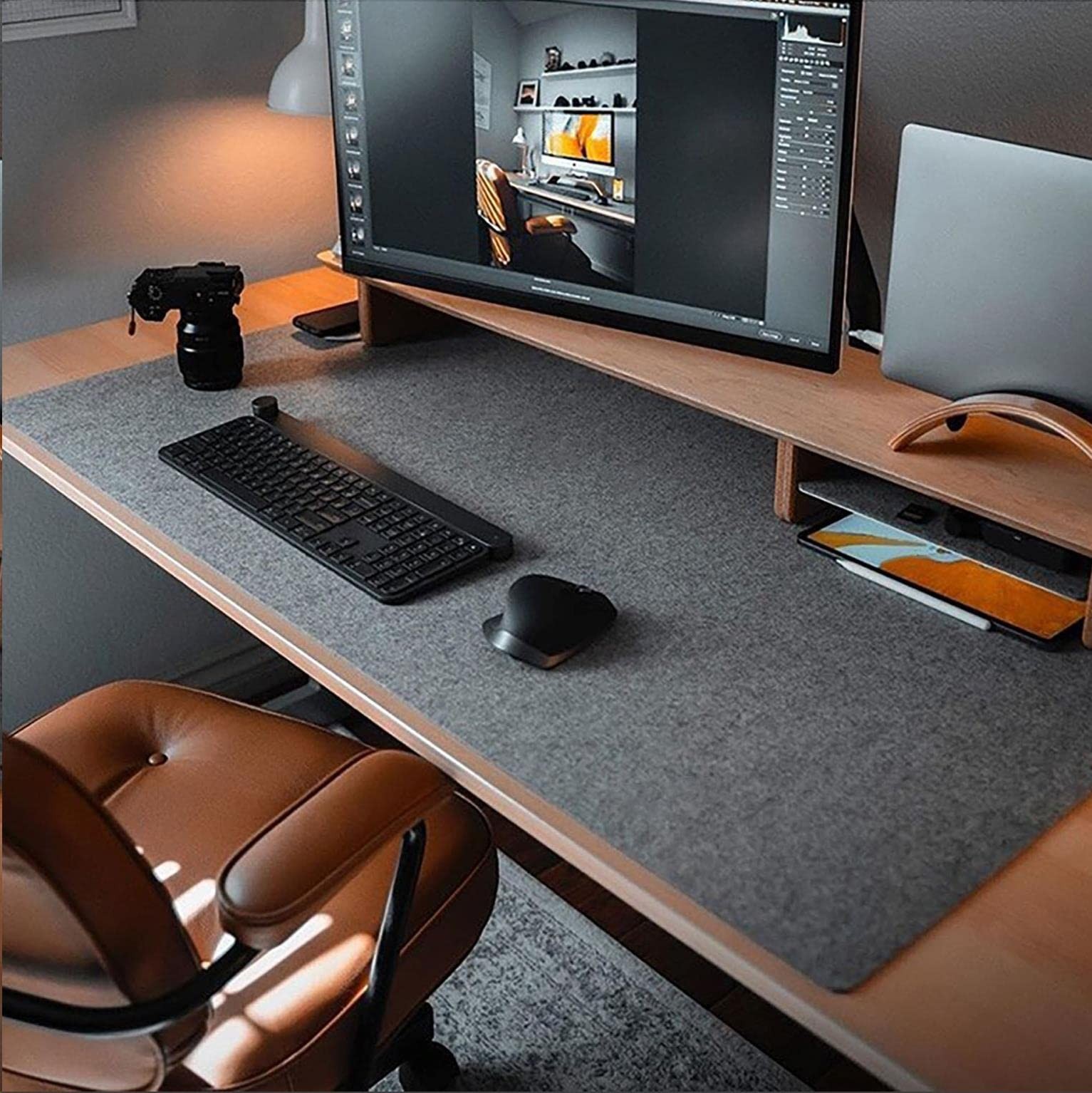 Felt Desk Mat | Computer for Desk(36x12Inches) | 36″ x 12″, Dark Gray