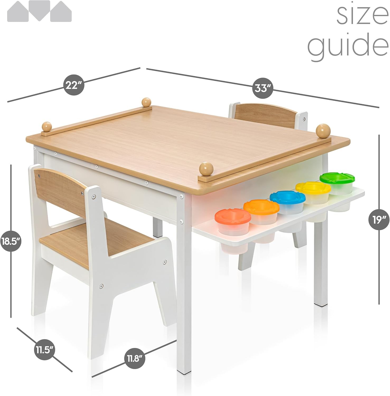 2-in-1 Kids Art Table and Chair Set – Activity Table with Stora