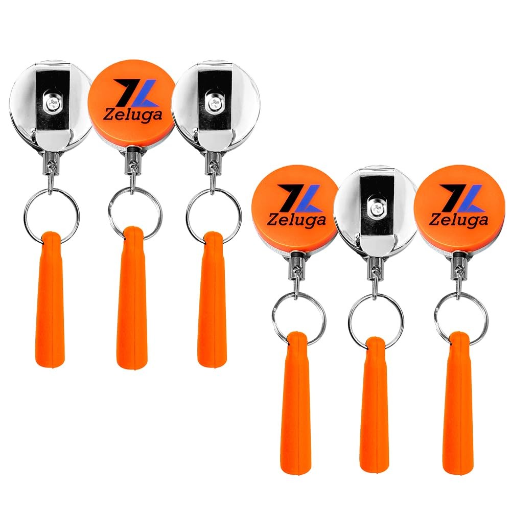 25-514 6Pcs Retractable Pull Pen Pencil Holder with 26” Steel Pull Wire, Elasti