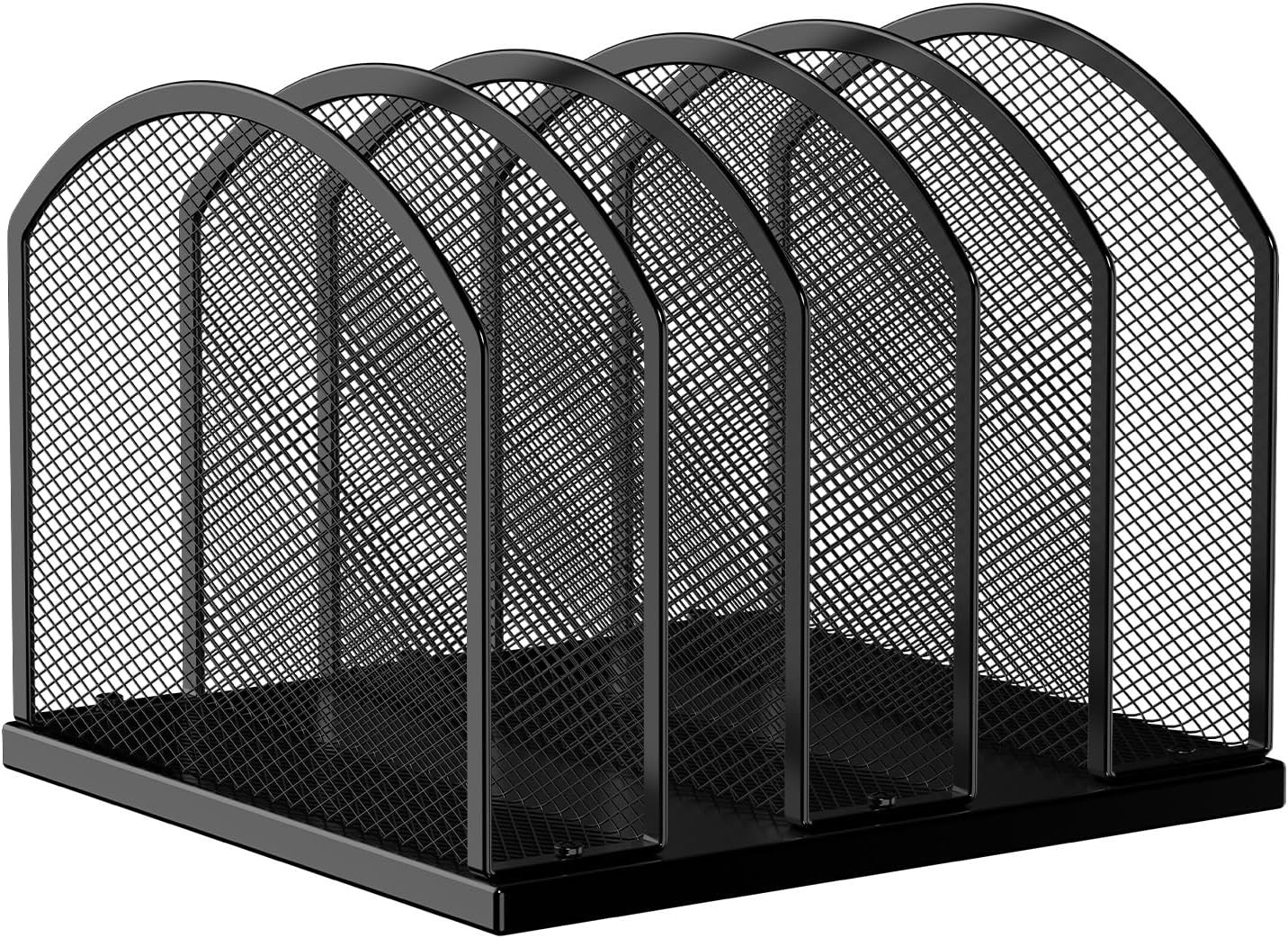 5-Section Vertical Desktop Organizer, 5-Section Mesh File Folder Stand Sorter fo