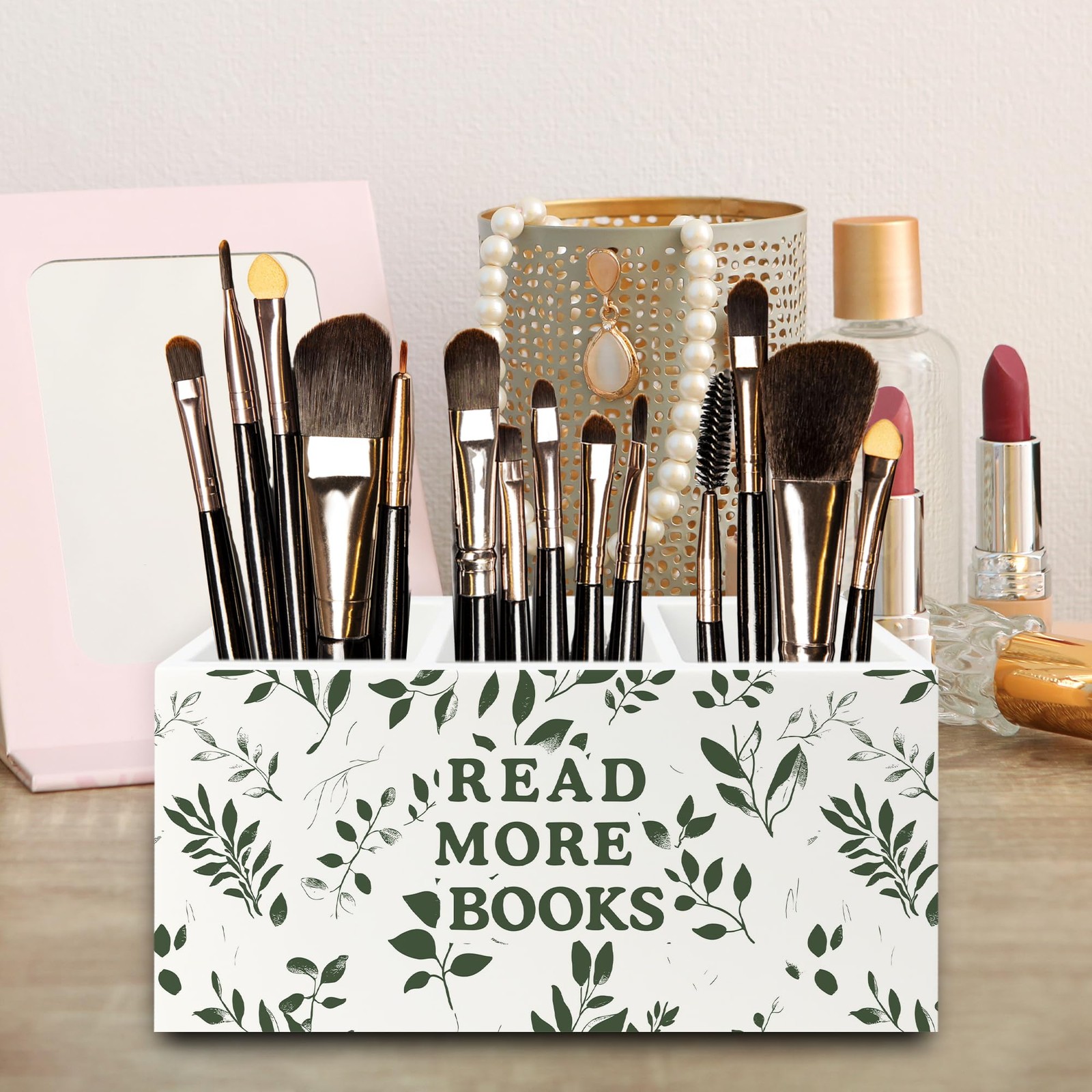 Reading Room Decor Pen Pencil Holder Organizer for Desk, Read More Books Bota…