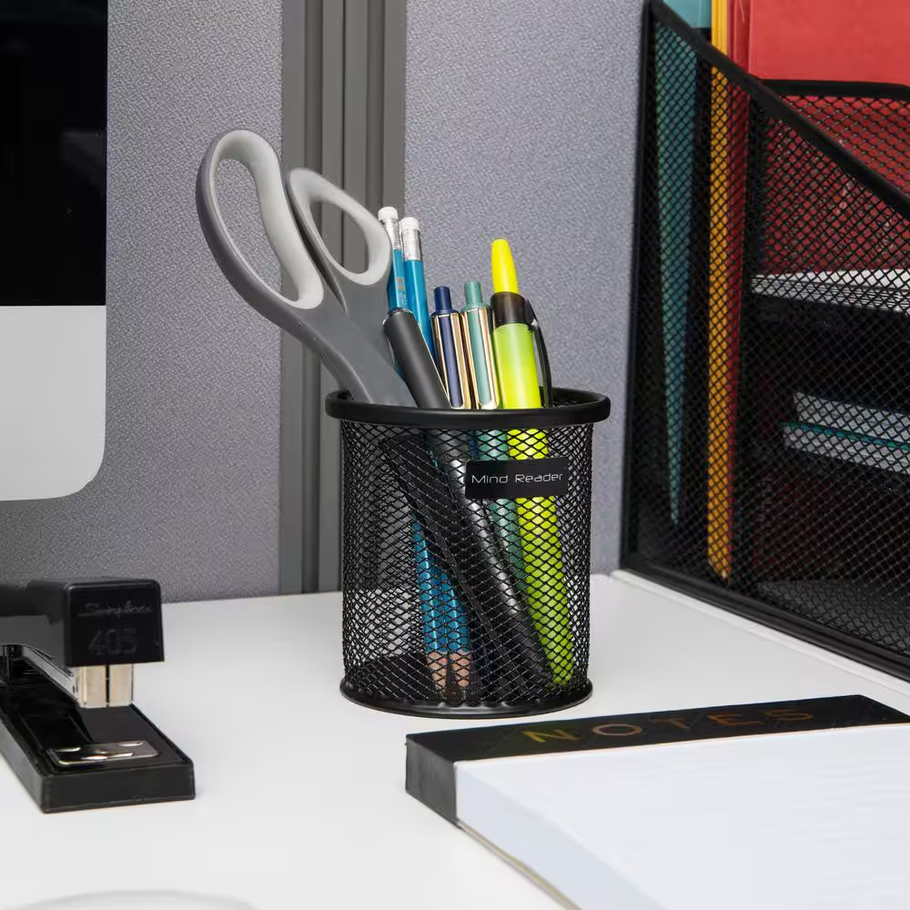 Pen and Accessories Holder, Desktop Organizer, Office, Metal Mesh, 3.5 In. L X 3