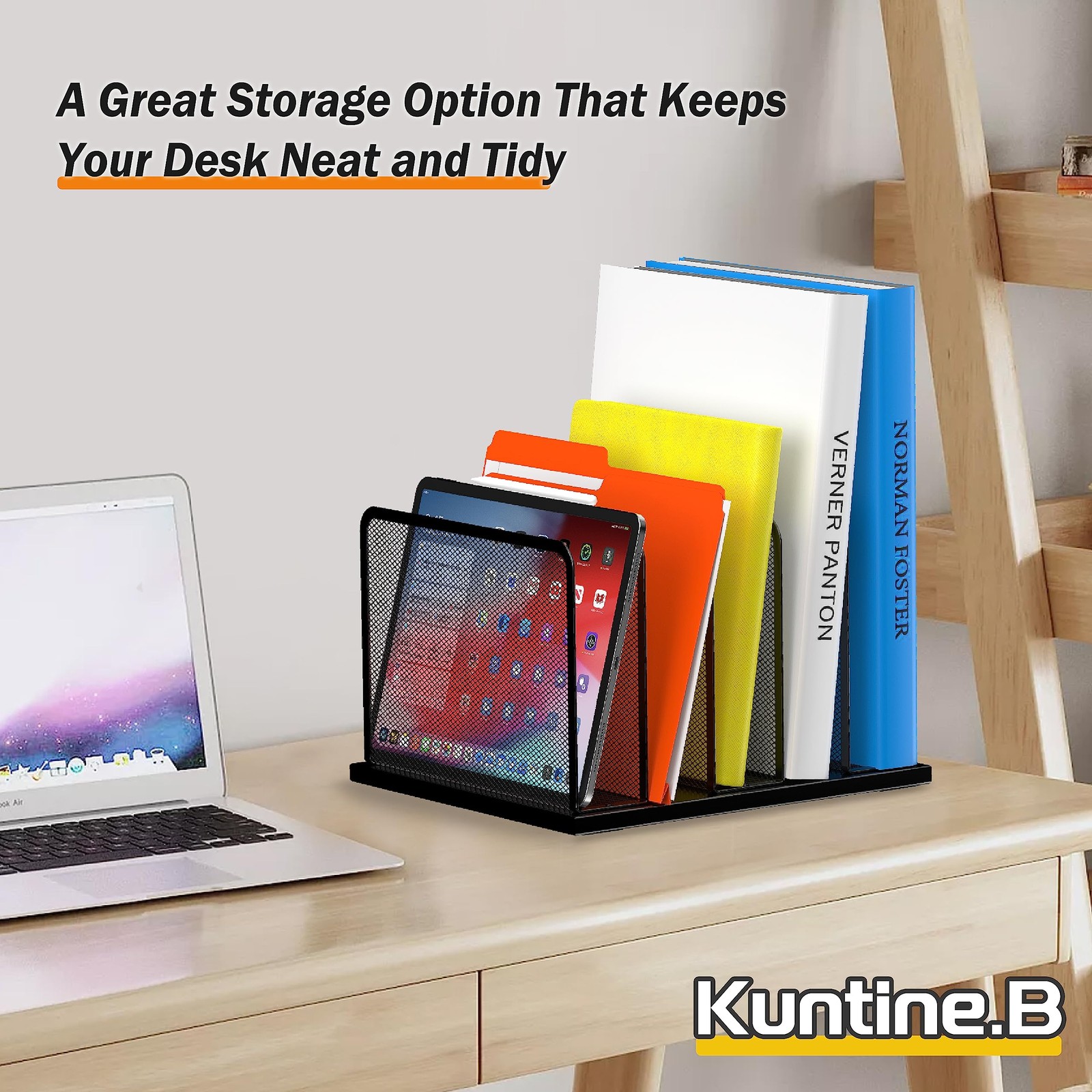 Desk File Organizer 5 Sections Upright Mesh Desktop Organizer File Sorter Off…