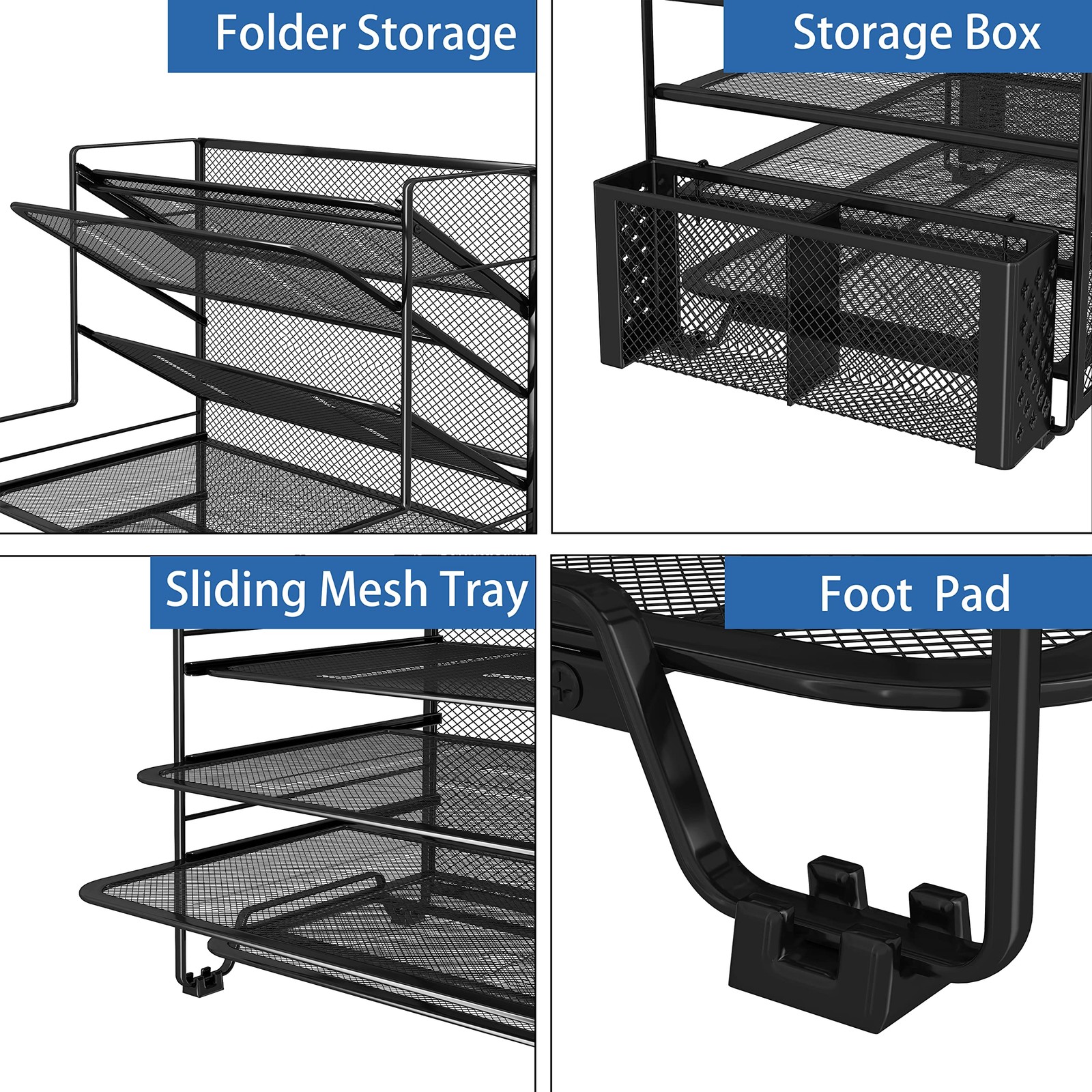 7 Tier Desk File Organizer, Letter Tray Organizer with Pen Holder and Metal H…