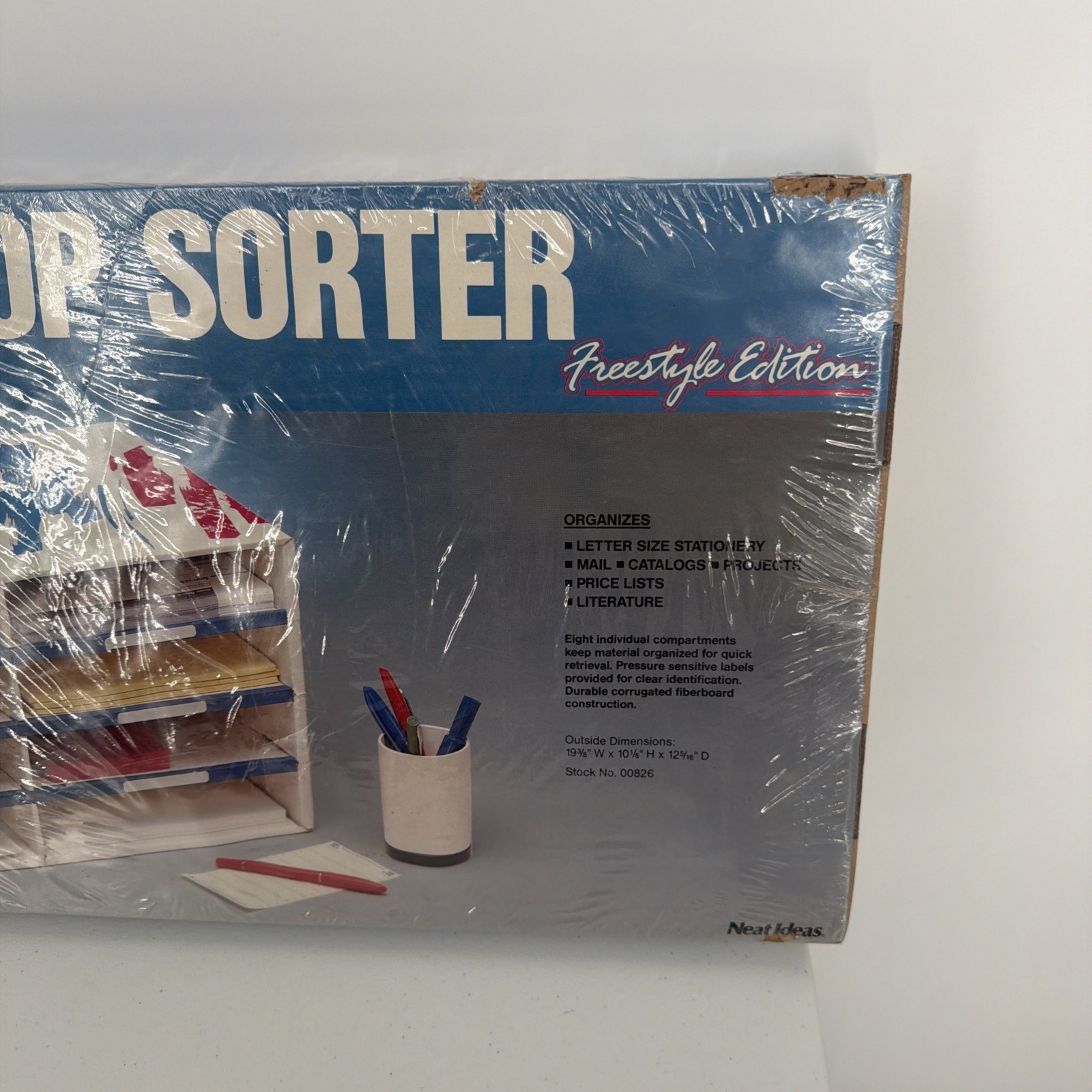 Vintage Fellowes 00826 Cardboard Desk Top Sorter Sorter 8 Compartment Retro 80s