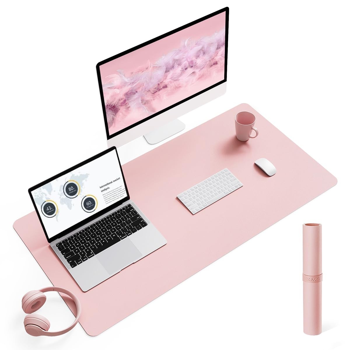 Writing Desk Pad Protector, YSAGi Anti-Slip Thin Mousepad 35.4″ x 17″, Pink