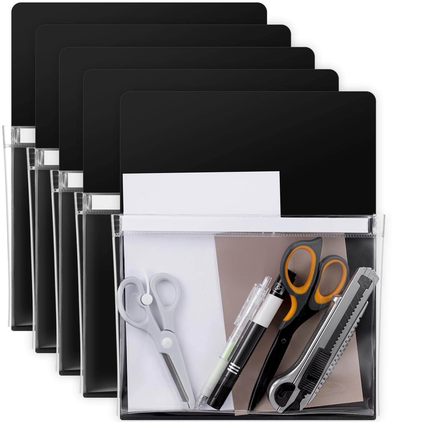 5 Pcs Magnetic File Holder & Pen Organizer for Whiteboard & Fridge, 12×9.5 in